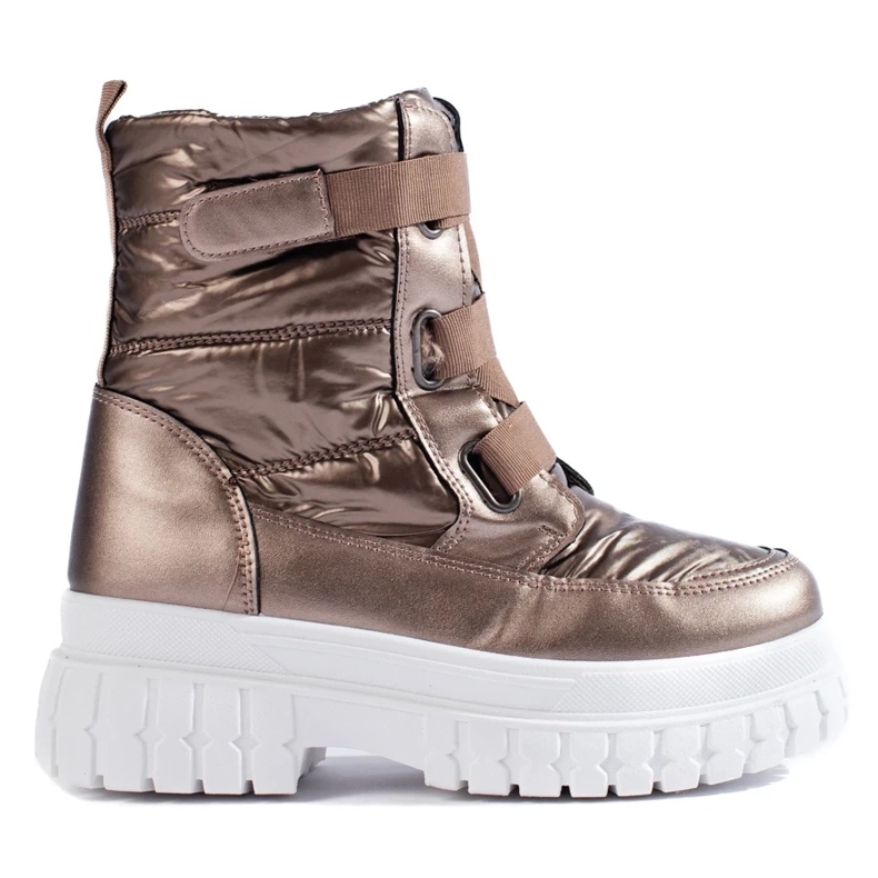 Śniegowce damskie na rzep brązowe 1