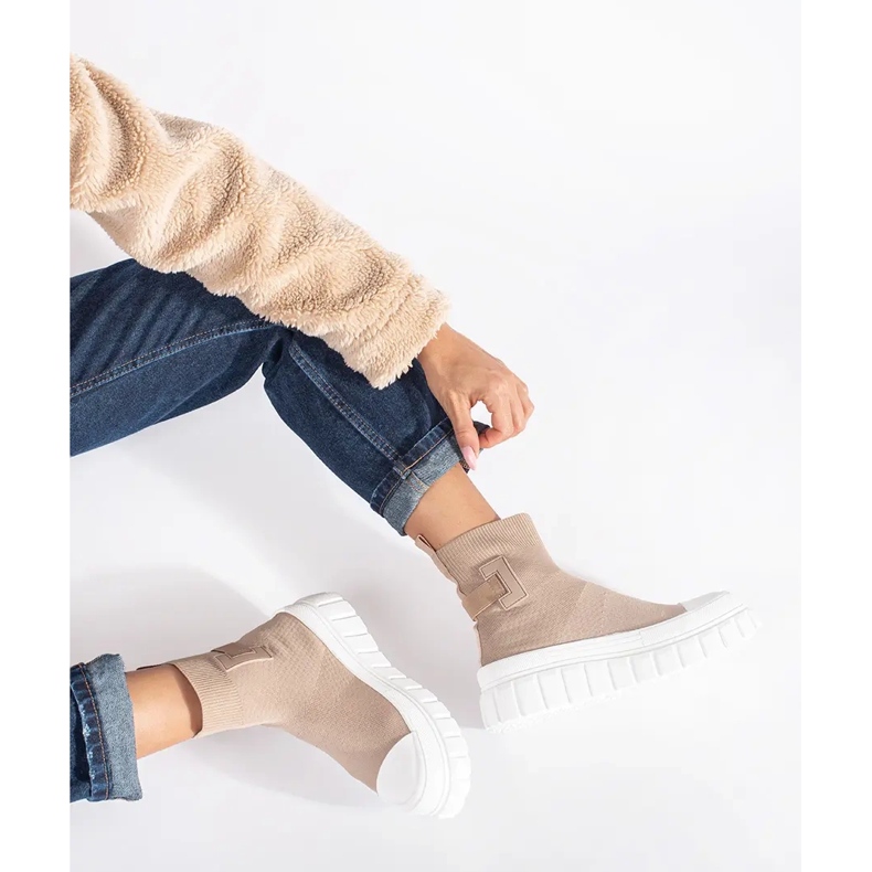 Seastar Beżowe wysokie trampki na platformie beżowy 2