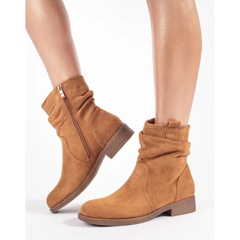 Brązowe botki kowbojki damskie 2