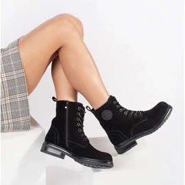 Czarne workery damskie ze skóry naturalnej nubuk Sergio Leone 1