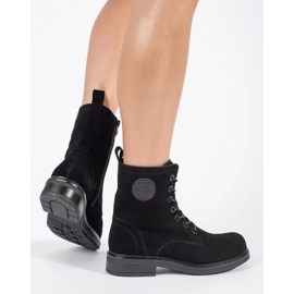 Czarne workery damskie ze skóry naturalnej nubuk Sergio Leone 2