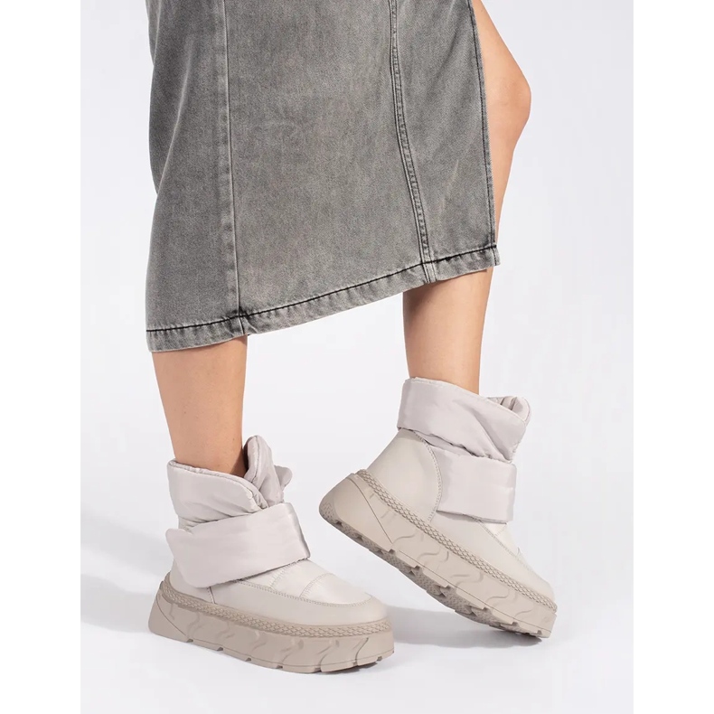 Seastar Szare ocieplane śniegowce damskie na grubej podeszwie 1