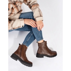 Skórzane ciemnobrązowe botki na grubej podeszwie Sergio Leone 2