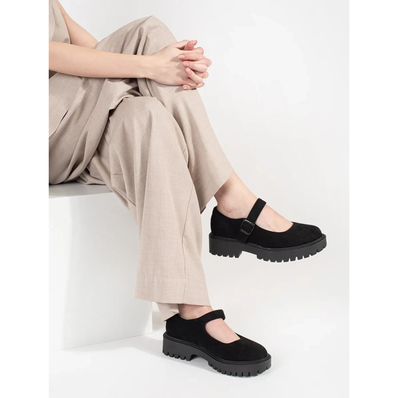 Goodin Czarne półbuty na platformie zamszowe 2