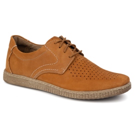 KOMODO Buty męskie skórzane Casual 933/L/2 rude pomarańczowe 2
