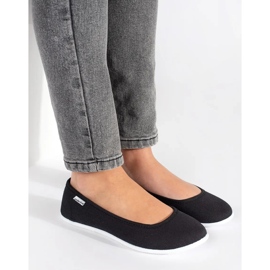 Czarne materiałowe balerinki damskie 1