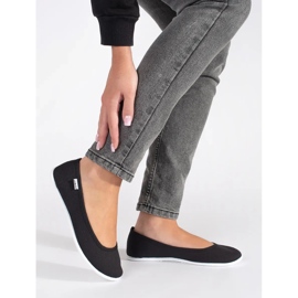 Czarne materiałowe balerinki damskie 2