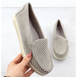 Mokasyny półbuty zamszowe ażurowe beżowe Potocki 25-11316 beżowy 1