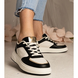 Czarne sneakersy damskie z brokatowym dodatkiem 3