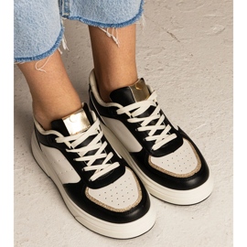 Czarne sneakersy damskie z brokatowym dodatkiem 4