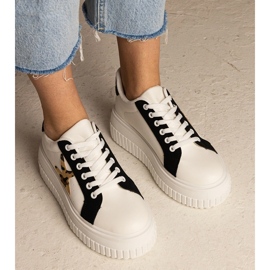 Biało-czarne sneakersy zdobione brokatem i gwiazdką białe 5