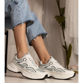 Biało-zielone sneakersy damskie sportowe białe 2