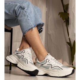 Biało-zielone sneakersy damskie sportowe białe 3