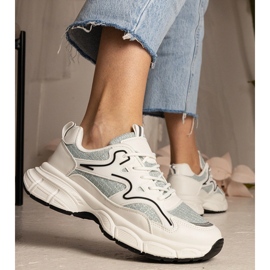 Biało-zielone sneakersy damskie sportowe białe 4
