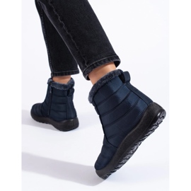 W. Potocki Granatowe śniegowce damskie nad kostkę Potocki niebieskie 2