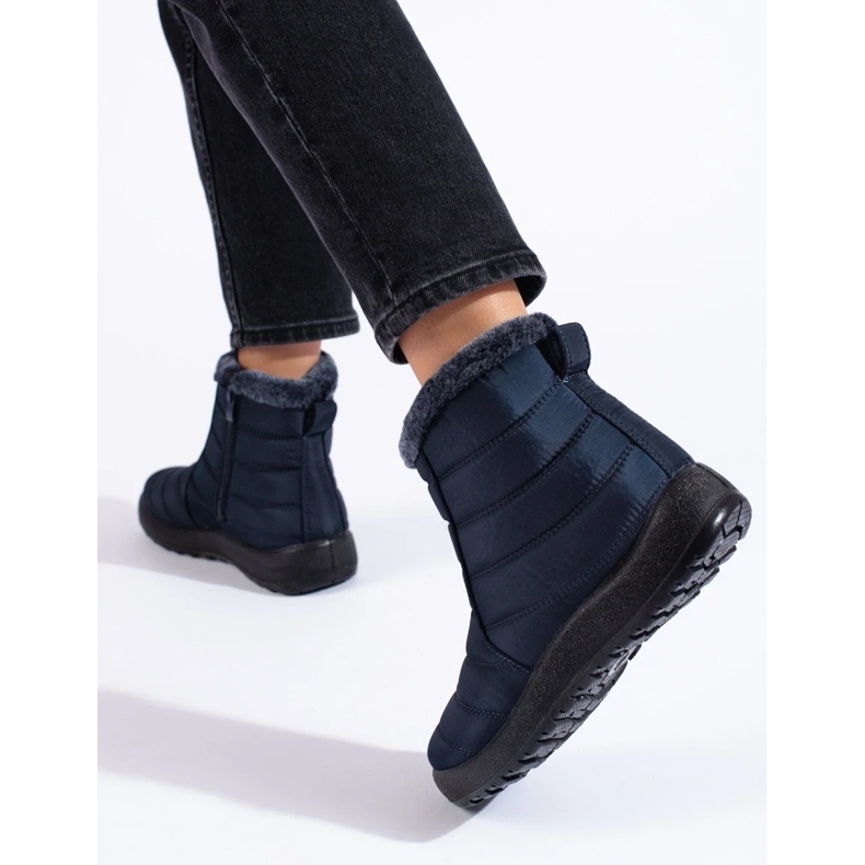 W. Potocki Granatowe śniegowce damskie nad kostkę Potocki niebieskie 2