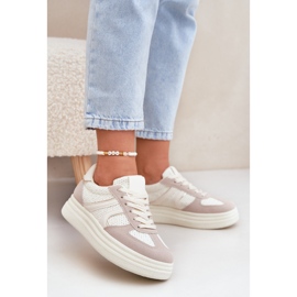 Sneakersy Damskie Na Platformie Beżowe beżowy 2