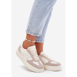 Sneakersy Damskie Na Platformie Beżowe beżowy 1