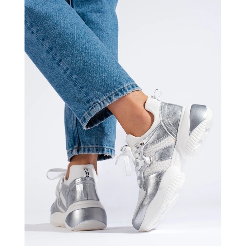 Weide Biało-srebrne Sneakersy białe 1