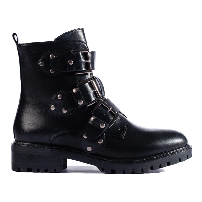 Ocieplane workery ze sprzączkami czarne 1