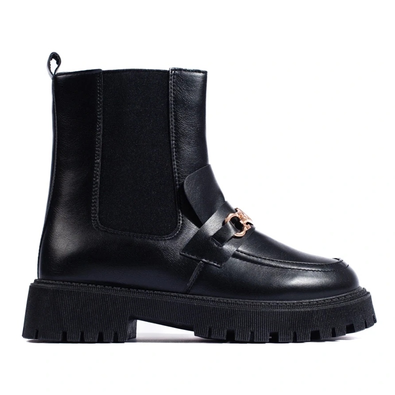 Wsuwane workery na platformie czarne 1