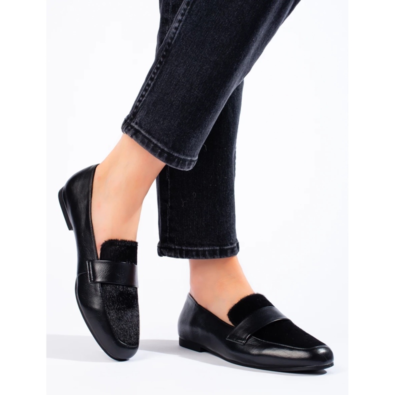 Czarne półbuty z futerkiem 2