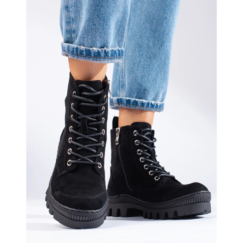 S. BARSKI Sznurowane Botki S.BARSKI czarne 1