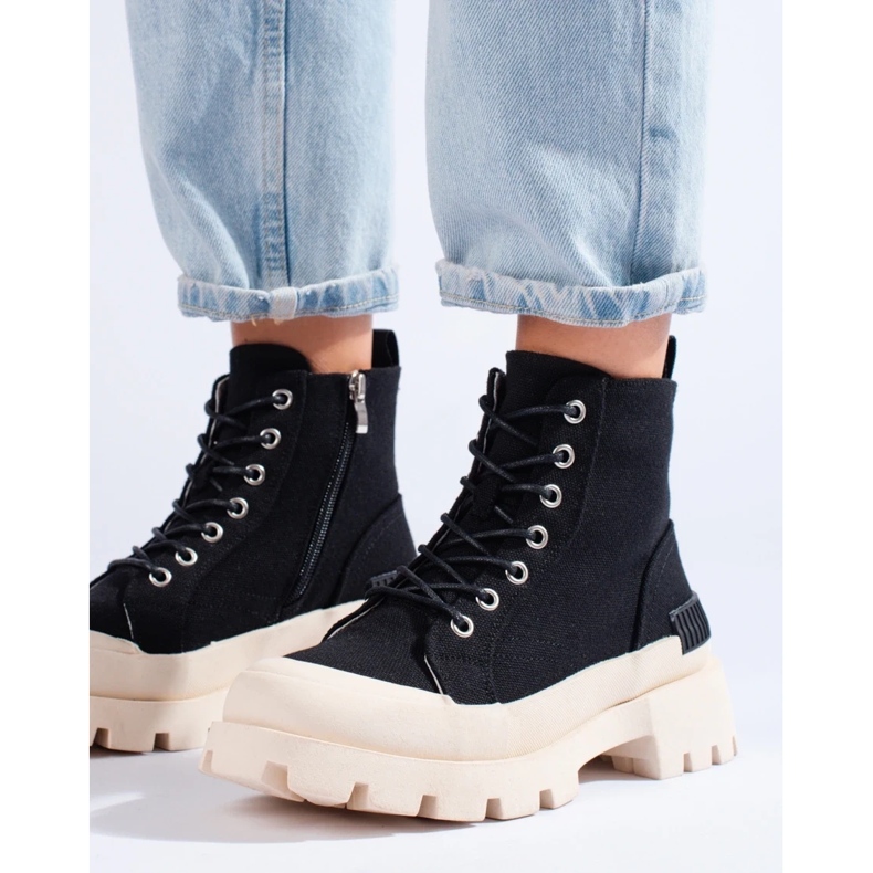 S. BARSKI Traperki na platformie S.Barski czarne 1