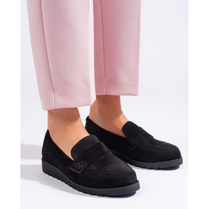 Klasyczne zamszowe czarne półbuty 2