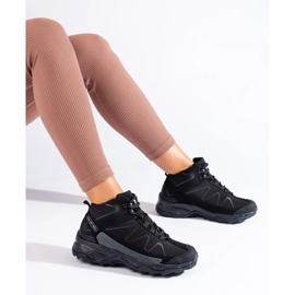 Sportowe buty trekkingowe damskie z wysoką cholewką DK czarne 5