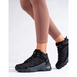 Sportowe buty trekkingowe damskie z wysoką cholewką DK czarne 1