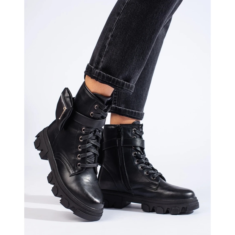 Workery damskie z torebką czarne 2