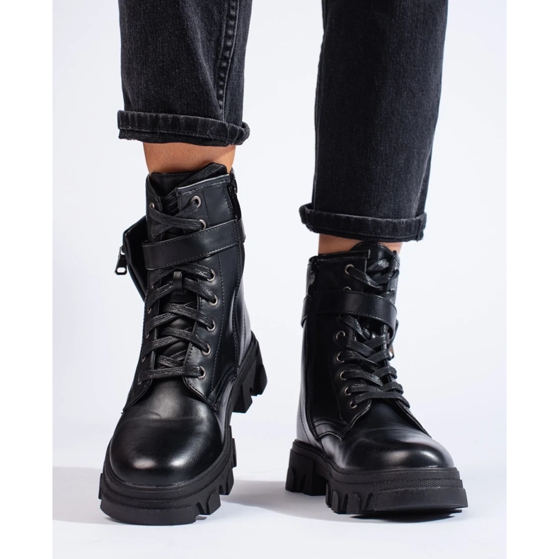 Workery damskie z torebką czarne 1