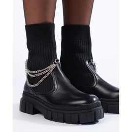 Czarne workery damskie ze skarpetą 1