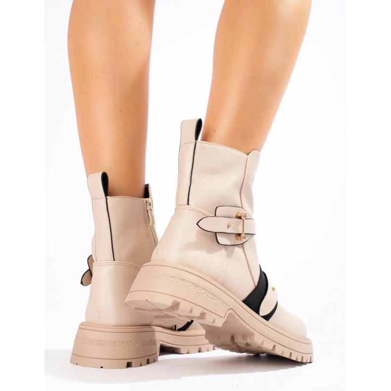 Workery damskie beżowe z protektorem beżowy 1