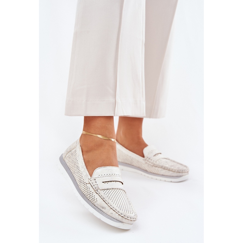 Mokasyny Damskie Z Eko Skóry Złote złoty 1