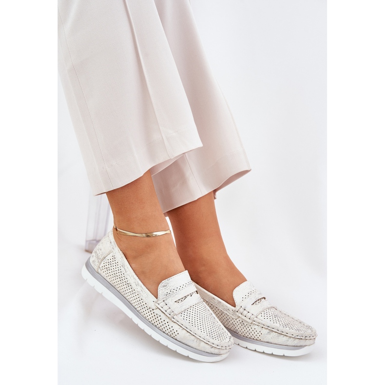 Mokasyny Damskie Z Eko Skóry Złote złoty 2