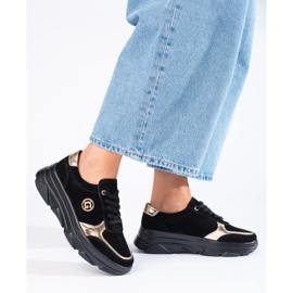 Wygodne skórzane sneakersy damskie czarne 3