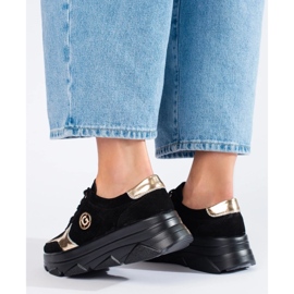 Wygodne skórzane sneakersy damskie czarne 1
