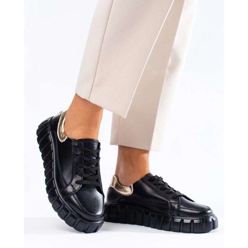 Sneakersy damskie na platformie czarne 2