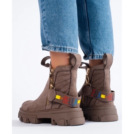 Botki damskie na platformie beżowy 1