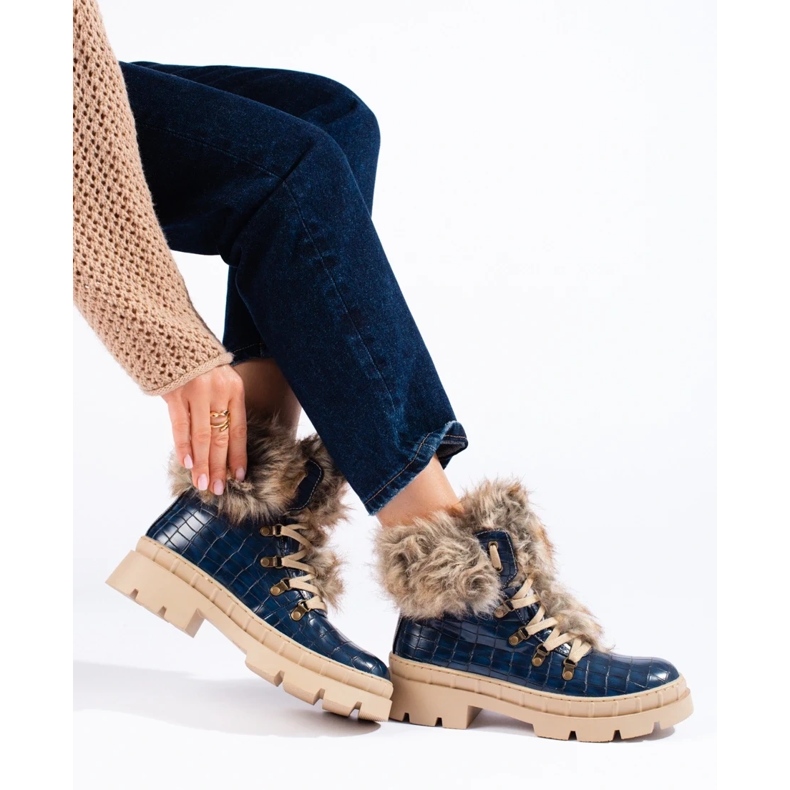 Goodin Trapery damskie z futerkiem niebieskie 1