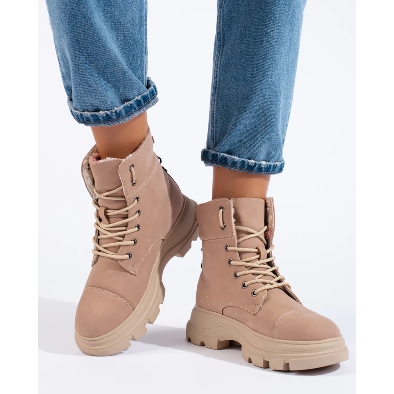 Trapery damskie na platformie  różowe 2