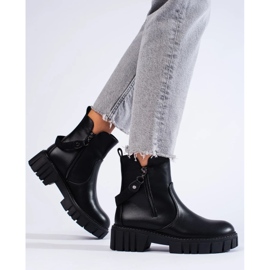 Czarne workery damskie z ozdobą 1