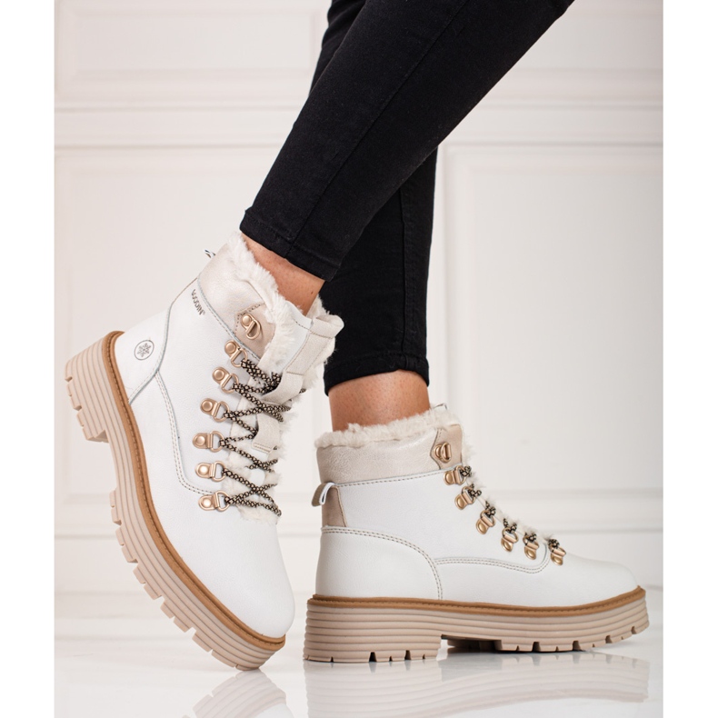 Białe traperki damskie 2