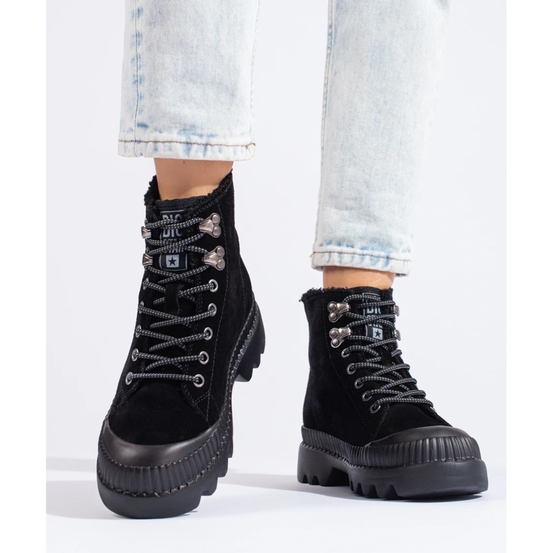 Czarne traperki na platformie Big Star KK274522 2