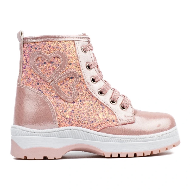 W. Potocki Botki dziewczęce z brokatem Potocki różowe 1