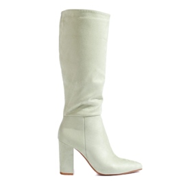 Kozaki damskie z zamszu ekologicznego zielone 2