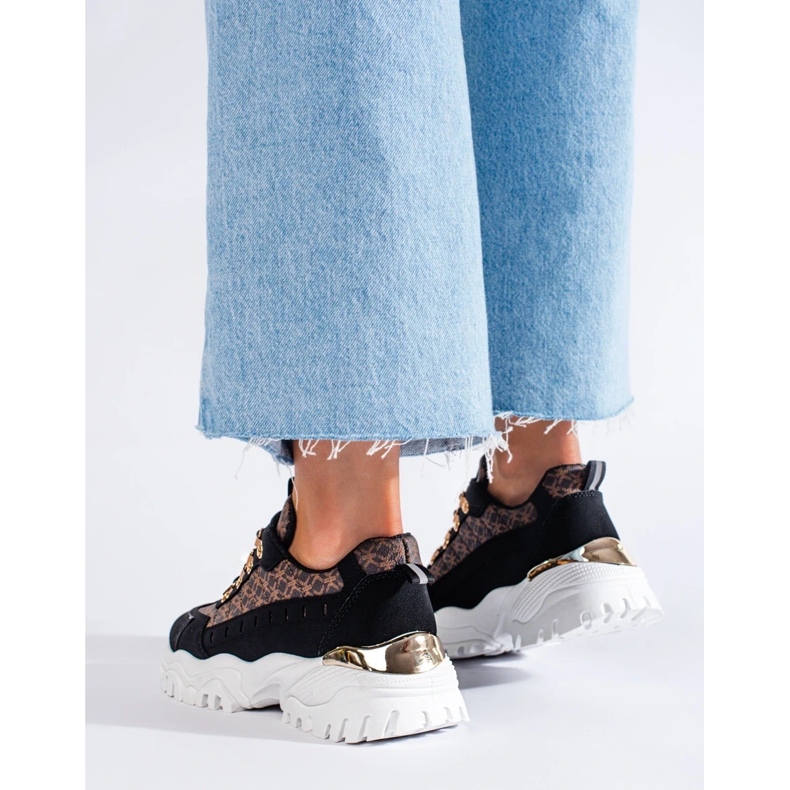 Sneakersy damskie czarne ze wzorem 1