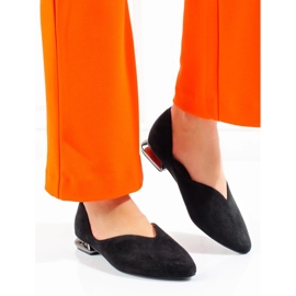 W. Potocki Zamszowe baleriny damskie Potocki czarne 2